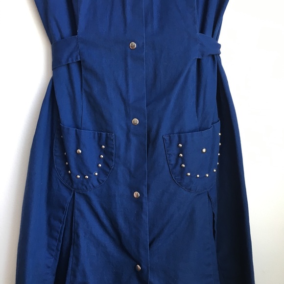 Navy Country & Western Coastal Cowgirl Hand Sewn Tie Waist Dress - Picture 2 of 6